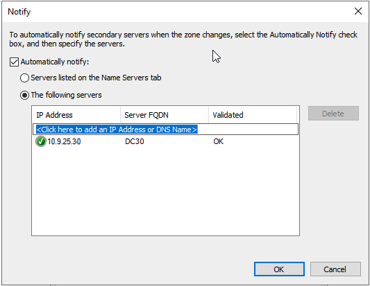 dns manager zone transfers notify