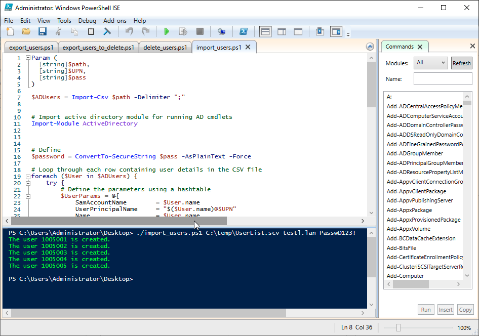 import users script