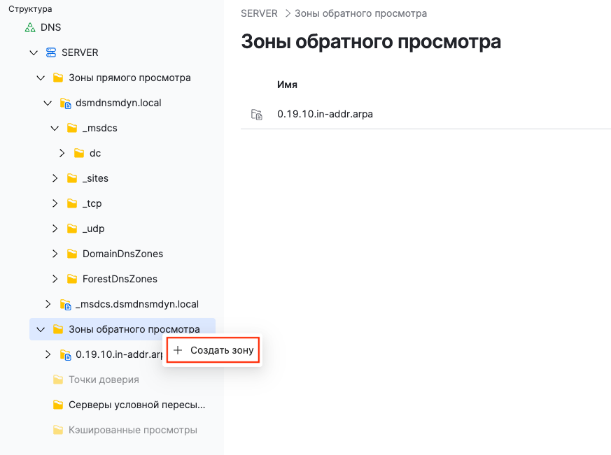 dsm dns create reverse dns zone