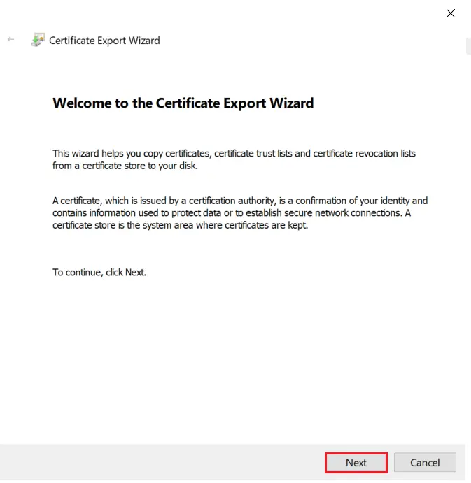 2 cert export result