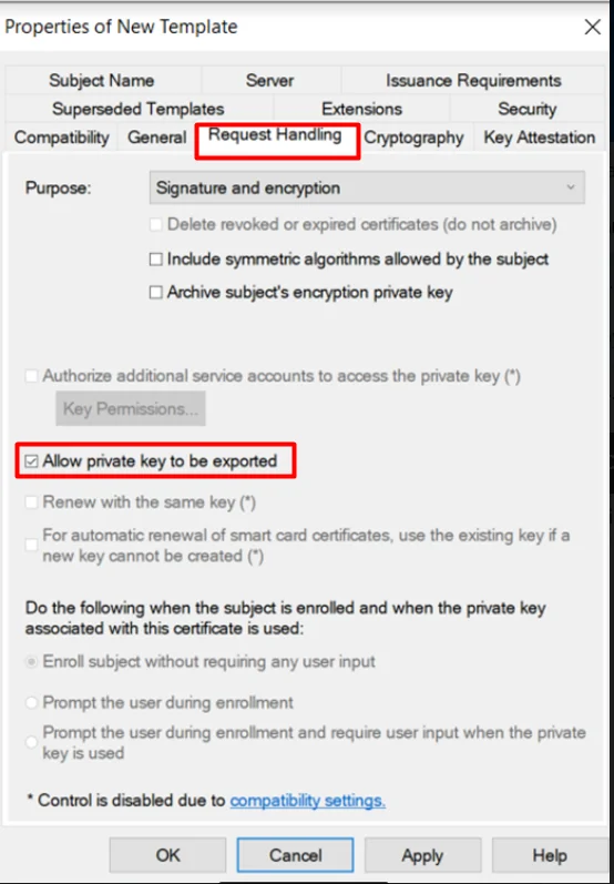 4 allow private key export