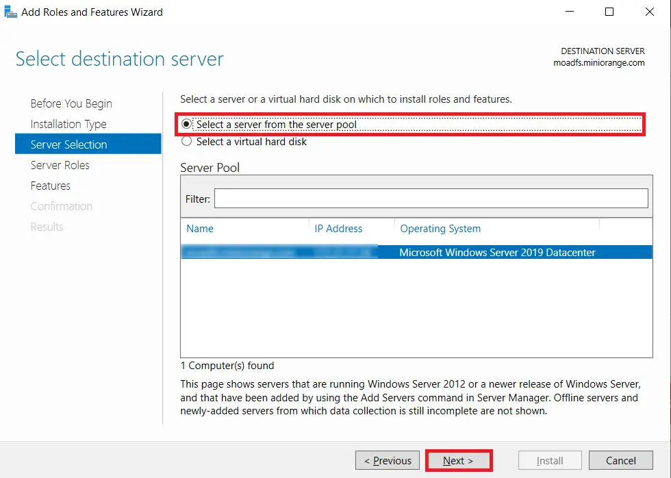 3 select destination server