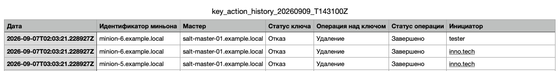 minion keys csv report